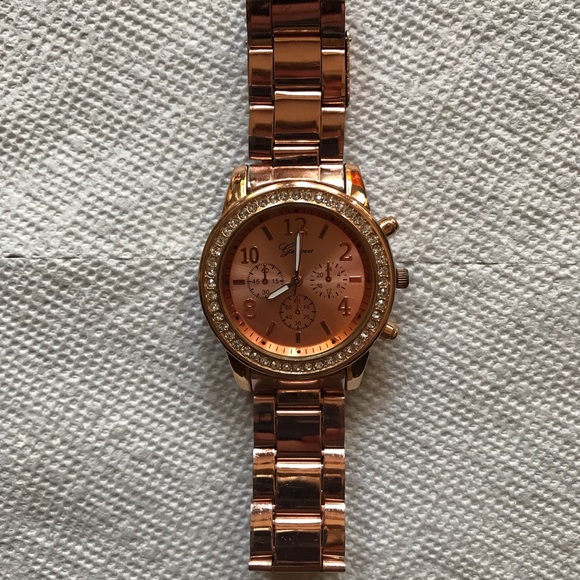 Geneva Rose Gold Link Band Watch - Works Great - Picture 5 of 5